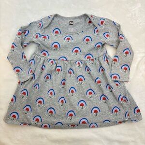Tea Collection Gray Rainbow Cotton Long Sleeve Dress Toddler 12-18 months